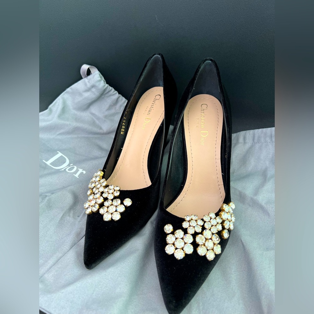 Dior Crystal-embellished Velvet Pumps 38.5